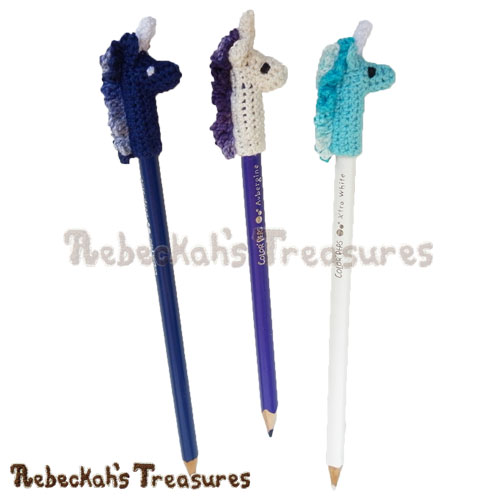 Unicorn Pencil Topper / Finger Puppet Crochet Pattern PDF $1.75 by Rebeckah’s Treasures! Grab it here: http://goo.gl/gTQooL #unicorn #crochet #penciltopper #fingerpuppet