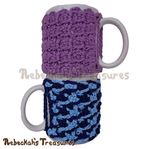 Picot Drops Mug Cozy Crochet Pattern - $1.75 Digital PDF Download by Rebeckah’s Treasures! Grab your copy today here: https://goo.gl/TO1F1K #crochet #pattern #picot #mugcozy #HolidayStashdownCALl2016 #gift