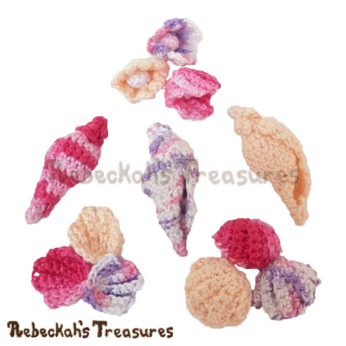 Mini Sea Shells Crochet Pattern PDF $3.75 by Rebeckah’s Treasures! Grab it here: http://goo.gl/lPx4QC #crochet #sea #shells